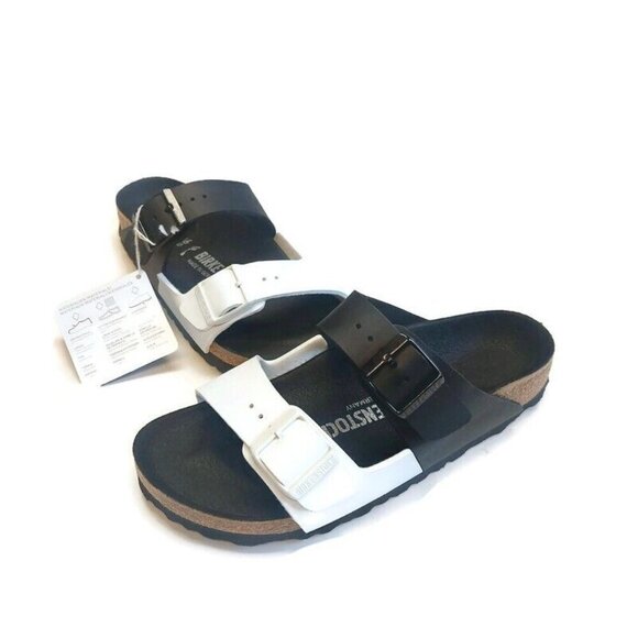 Birkenstock Arizona Split Birko-Flor Sandals Womens Size 5 Black White EU 36 - Picture 5 of 10